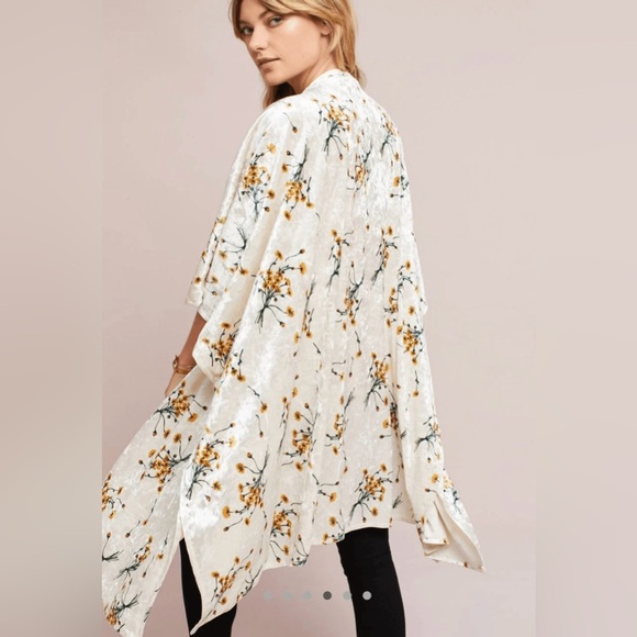 Anthropologie White Floral Kimono Top - Picture 2 of 4